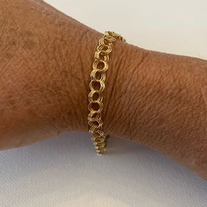 14KP Triple curb yellow gold charm bracelet